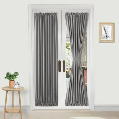 Vista 50 de DWCN Cortinas para Puertas Francesas – Cortinas opacas térmicas con bolsillo para barra para puertas con ventana de cristal, puertas de cocina