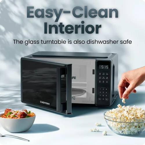 Vista 6 de Chefman Horno microondas para encimera de 0.7 pies cúbicos, 700 vatios con 10 niveles de potencia, 6 ajustes de cocción preestablecidos con cocción