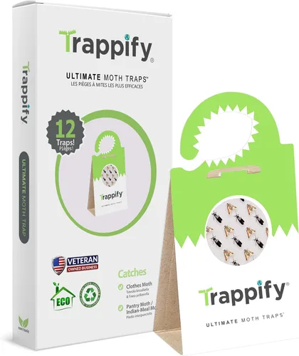 Vista 8 de Trappify Trampas adhesivas para polillas para ropa, trampas para polillas de despensa de monitoreo para interiores de casa, trampa de pegamento