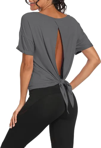 Vista 18 de Bestisun - Camisetas de tirantes para mujer con espalda abierta, ropa deportiva para entrenamiento, yoga y ejercicio Verde militar