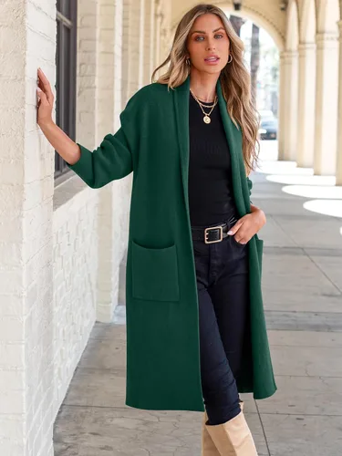 Vista 9 de ANRABESS - Cárdigan largo para mujer, suéter de tamaño extragrande con parte frontal abierta, abrigo de punto 2024, prendas de moda de otoño