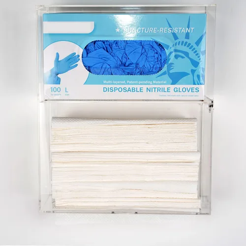 Vista 4 de Guantera acrílica y soporte para toallas de papel, soporte de pared, transparente