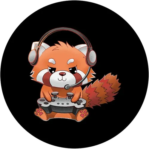 Vista 3 de Lindo Panda Rojo Gamer Divertido Juegos Panda Rojo Amante PopSockets PopGrip Swappable
