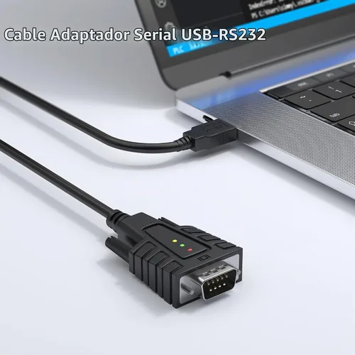 Vista 3 de DriverGenius Cable adaptador USB a serie RS232 DB9 con 3 ledes - Prolific PL2303 - para Windows 11 y macOS 14 Sonoma (USB232A-B, 3 pies/3.3 ft)