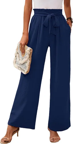 Vista 31 de Heymoments Wide Leg Pant for Women High Waist Trouser A01-negro