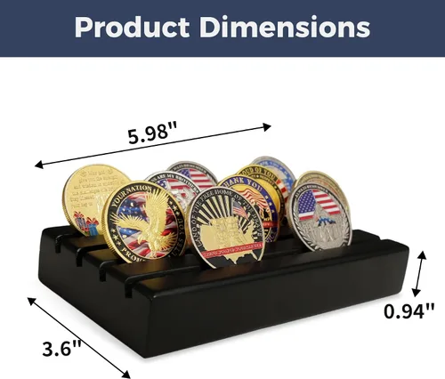 Vista 5 de ASmileIndeep Soporte de exhibición de monedas de desafío militar pequeño, soporte de monedas de desafío de madera con capacidad para 10-12 monedas