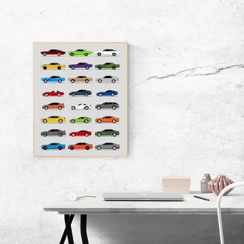 Vista 3 de Idea Network Handmade Poster compatible with Dodge Print Wall Art Decor of the Best of Dodge Generations History Evolution - 8x10in Satin Print