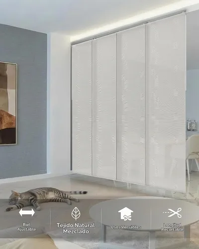 Vista 2 de GoDear Design - Cortinas de ventana ajustables de panel deslizante con riel 45.8"- 86" de ancho x 96" de alto, cortinas verticales deslizables