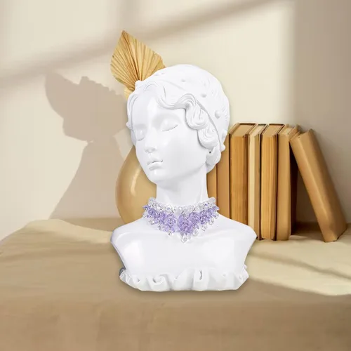 Vista 6 de Maniquí de busto de resina para collar, aretes, colgante, exhibición, soporte de joyería, organizador para decoración del hogar, accesorios