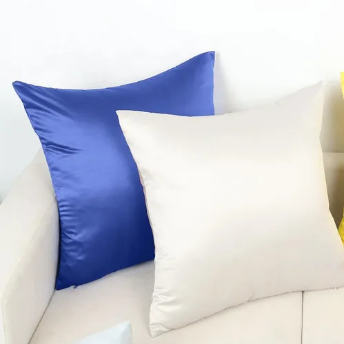 Vista 3 de TREELY Funda de almohada azul de 18 x 18 pulgadas, fundas de almohada decorativas de satén para sofá, dormitorio, paquete de 2 fundas de almohada