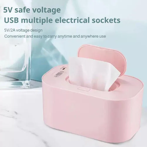 Vista 5 de Calentador de toallitas para bebés, dispensador portátil de gran capacidad con pantalla LED, soporte ajustable para toallitas húmedas para bebés