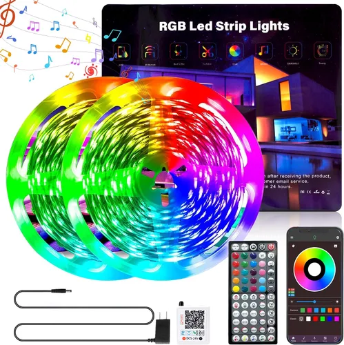 Vista 10 de Ledagic - Luces LED para dormitorio de 50 pies, tira de luces LED que cambian de color con control remoto y aplicación, luces RGB regulables