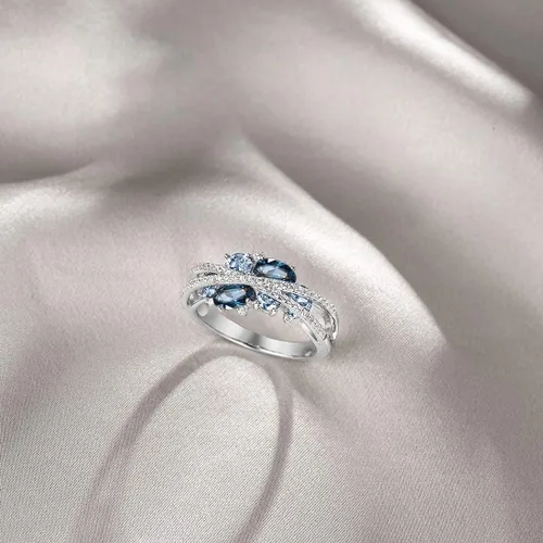 Vista 3 de Santuzza Anillo giratorio de plata de ley 925 Anillos de circonita cúbica blanca