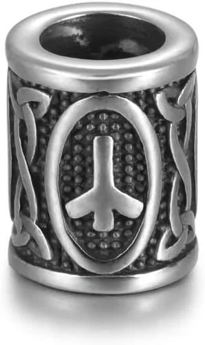 Vista 10 de 5 cuentas vikingas de acero inoxidable, cuentas espaciadoras de metal, cuentas espaciadoras de agujero grande, cuentas de tubo de plata antigua