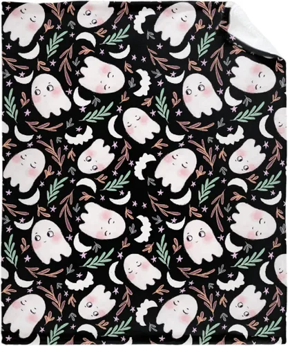 Vista 38 de Manta de Halloween para bebé, diseño de calabaza, fantasma, telaraña, súper suave, manta acogedora para recién nacido, manta de recepción para bebé