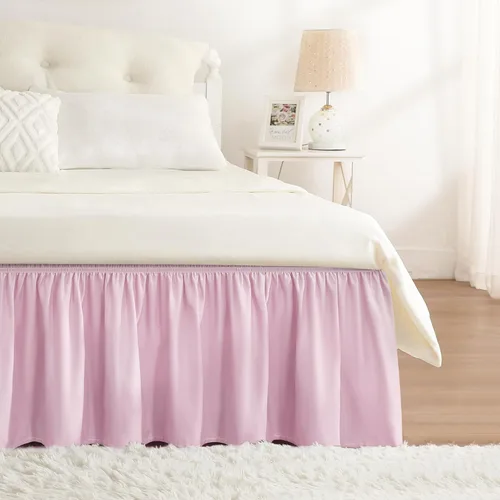 Vista 77 de Falda de cama RIMELA tamaño Queen color verde bebé con caída de 15 pulgadas, falda elástica envolvente, volante que protege contra el polvo