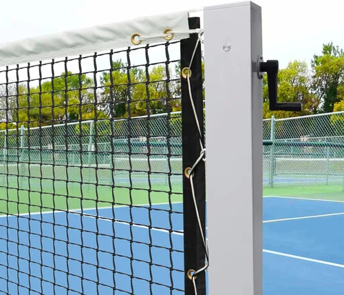 Vista 6 de Katop In Ground Tennis Net Set, 4” Square Aluminum Posts & Heavy Duty Double-Layer Tennis Net, Unique Built-in Winder Design, Sturdy and Durable