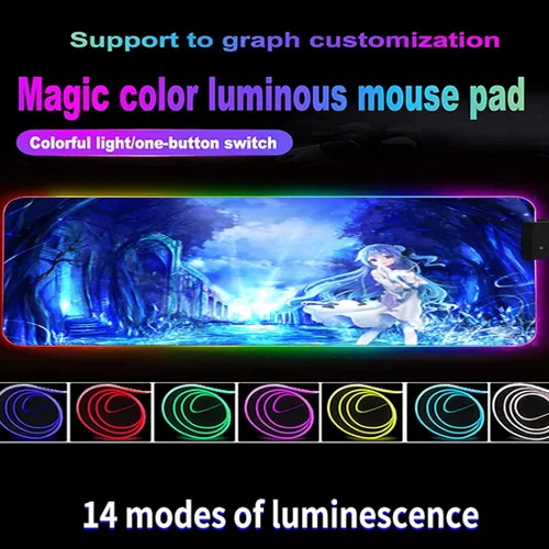 Vista 3 de Alfombrilla de mouse Kawaii Girl RGB para juegos de anime, Azur Lane Mause, tapete de anime, tapete de ratón de dragón, tapete de escritorio