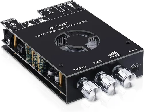 Vista 8 de Placa de Amplificador Bluetooth ARRAROWN ZK-1002T 2.0CH 100W*2 Mini AMP de Audio con Control de Agudos y Graves, Entradas BT y AUX, Módulo de AMP