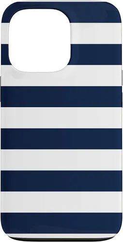 Vista 10 de Azul marino blanco rayas geométricas femeninas rayas preppy rayas caso para iPhone 17