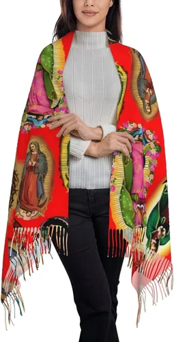 Vista 7 de TNIJWMG Bufanda Virgen María para mujer, chal suave para otoño e invierno, regalos católicos