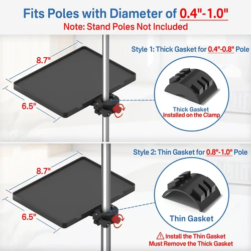 Vista 5 de Bandeja funcional para micrófono con soporte ajustable para micrófono, soporte para teléfono, bandeja de micrófono de 8.7 x 6.5 pulgadas, soporte
