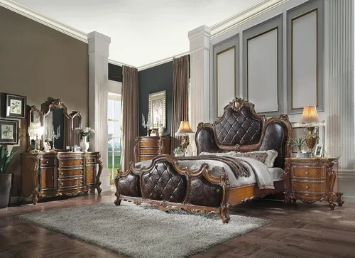 Vista 2 de Acme Cama Queen Picardy en PU y roble cereza
