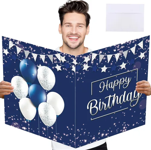 Vista 10 de Tarjeta de cumpleaños jumbo con sobre, tarjeta de felicitación gigante de 22 x 14 pulgadas para mujeres y hombres, jefes de feliz cumpleaños, libro