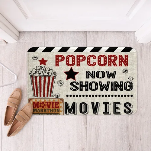 Vista 31 de Homewish Theater Cinema Poster Bathroom Rugs,Retro Movie Non Slip Bath Mat Popcorn Bathroom Indoor Floor Mats,Movie Night Shaggy Absorbent Bathtub