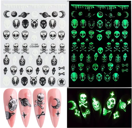 Vista 4 de Calcomanías de arte de uñas alienígenas: 3D Astronauta Space Alien UFO Rocket Tierra Luna Estrella Calcomanías de transferencia de uñas - Diseños