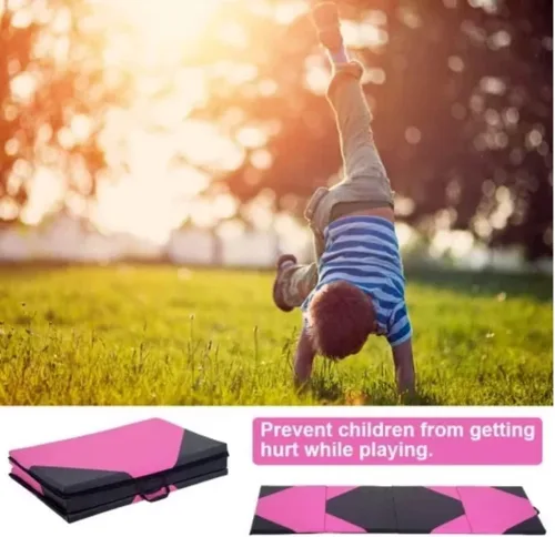 Vista 2 de Colchonetas para gimnasia para el hogar, 4 x 10 x 2 pulgadas, almohadilla de ejercicio de gimnasio con asas de transporte, alfombrilla de ejercicio