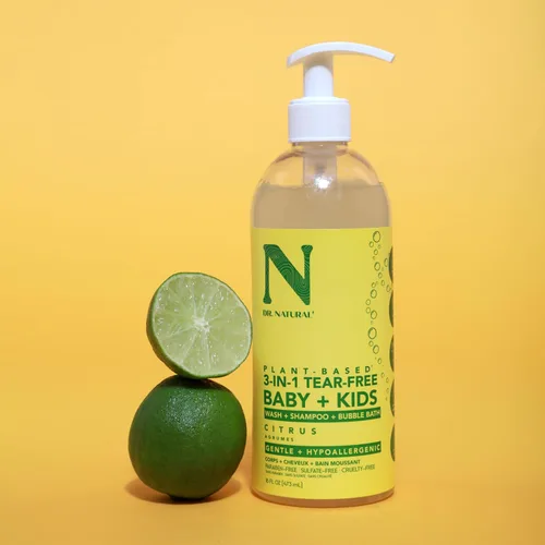 Vista 8 de Dr. Natural Jabón 3 en 1 para bebés y niños sin lágrimas, jabón y champú para bebés de la cabeza a los pies, gel de baño hidratante para piel