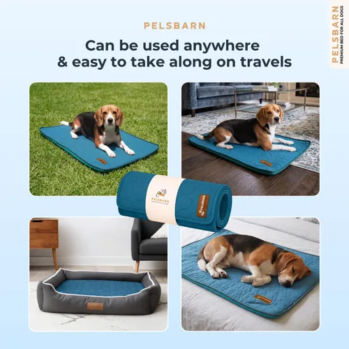 Vista 7 de Pelsbarn Tapete refrescante para perros, almohadilla de enfriamiento automático de seda de hielo, azul profundo, M