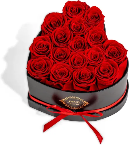 Vista 12 de 16 rosas preservadas en caja en forma de corazón, flores para entrega Prime que duran hasta 2 años, flores reales eternas para esposa, novia, madre