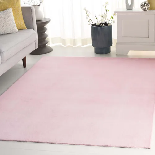 Vista 17 de SAFAVIEH Alfombra lavable, colección de pelo sintético de conejo, 4 x 6 pies, color plateado, antideslizante y fácil de limpiar, pelo grueso ultra