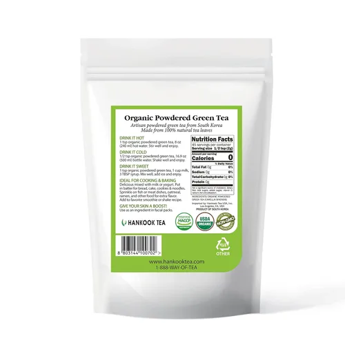 Vista 2 de Hankook Tea Té verde orgánico en polvo, 3.17 onzas