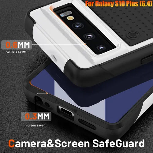 Vista 4 de Funda resistente para Samsung Galaxy S10 Plus/S10+ de 6.4 pulgadas, 4 esquinas con bolsas de aire [protección contra caídas de 12 pies], agarre