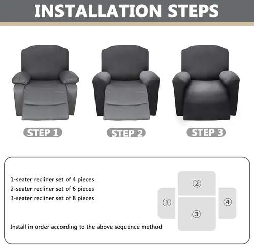 Vista 6 de OQHAIR Funda de terciopelo para sillón reclinable grande, 4 piezas, elástica, suave, con bolsillos, protector de muebles, color beige, 2 plazas