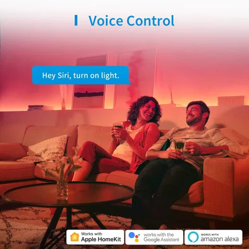 Vista 3 de Tiras de luces LED Meross funcionan con Apple HomeKit, tira LED inteligente RGB 5050, compatible con Siri, Alexa y Google y SmartThings