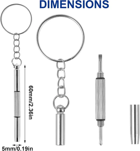 Vista 4 de Bewudy 5 mini destornilladores de lentes, 3 en 1, kit de reparación de destornilladores multifunción para gafas, destornillador pequeño para ajuste