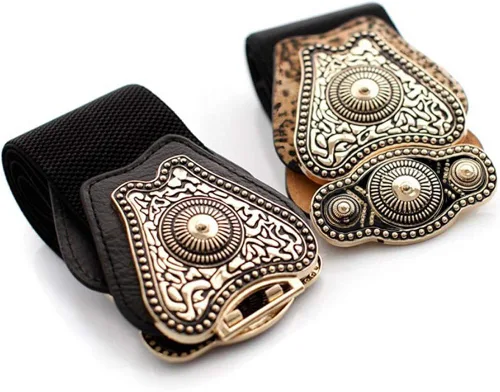 Vista 5 de maikun Cinturón elástico ancho para mujer, cinturón de vestir con hebilla de metal vintage, para Navidad