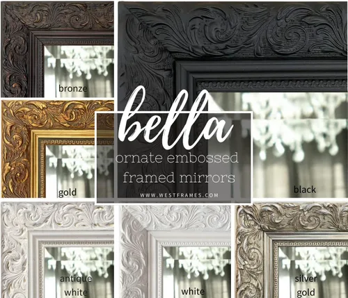 Vista 6 de West Frames Espejo de pared con marco en relieve de Bella (22.25" x 28.25", color blanco)