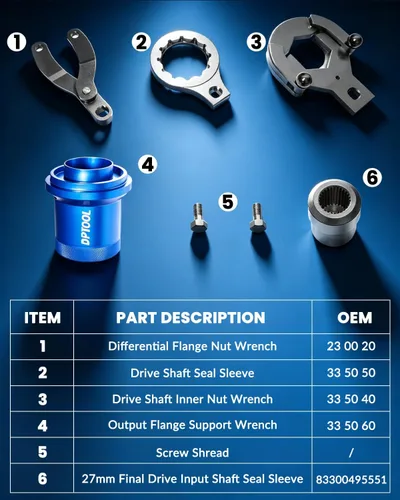 Vista 2 de DPTOOL Kit de herramientas de extracción de diferencial de eje de transmisión trasero compatible con BMW E70 E90 E91 E92 X3 X5 X6 RWD 4WD reemplazar