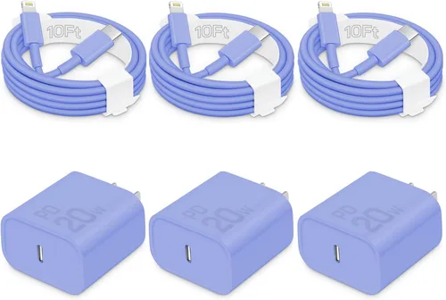 Vista 14 de CXX 20W Fast Charger for iPhone 14/13/12 [3-Pack, MFi Certified] Blue