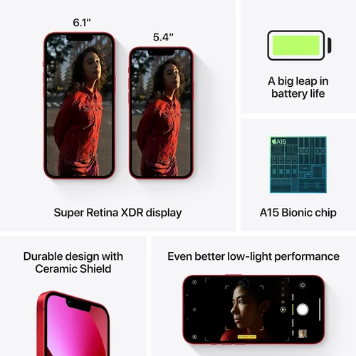 Vista 7 de Apple iPhone 13 Mini, 128 GB, rojo - GSM Carriers (reacondicionado)