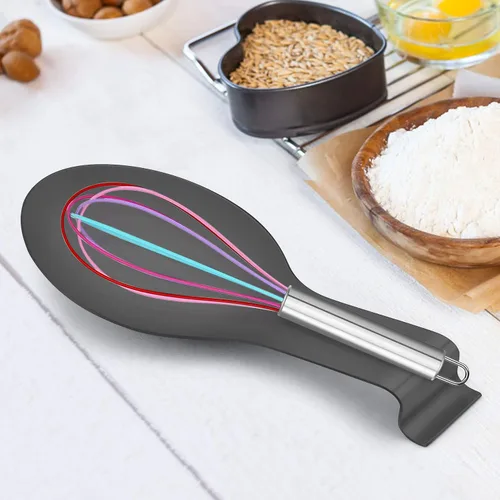 Vista 2 de LIANYU Soporte para cuchara negro para encimera de cocina, espátula de acero inoxidable, soporte para utensilios de cuchara y cucharón apto