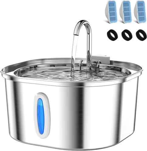 Vista 15 de PEKTACO Fuente de Agua para Gatos de Acero Inoxidable, Dispensador de Agua para Gatos de 3.2L/108oz con Bomba de Agua Ultra Silenciosa y Ventana