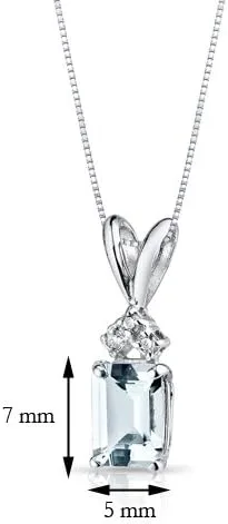 Vista 5 de PEORA Colgante sólido de oro blanco de 14 quilates con aguamarina con diamante para mujer, piedra preciosa auténtica, piedra natal solitario, corte
