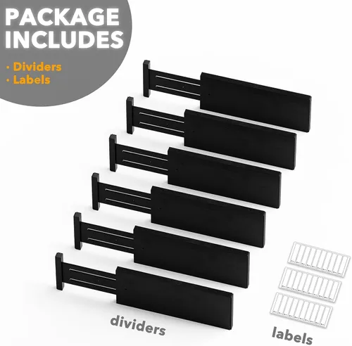 Vista 7 de SpaceAid - Separadores de cajones de bambú para cómoda de 6 piezas, organizadores de cajones ajustables de 4.65" de alto, 12.5"-17" de ancho