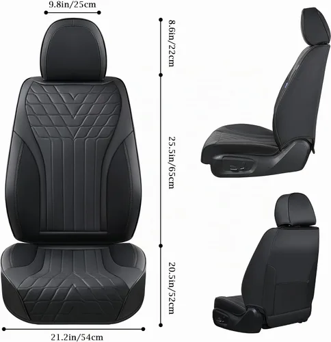 Vista 3 de Doogo Fundas de asiento de automóvil, fundas de asiento delantero para automóviles, protector universal de asiento de automóvil, fundas de asiento